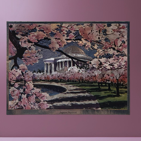 Vintage Foil‎ Prints Famous American Shrines Reflective Etched Four Seasons Rare - Picture 1 of 9